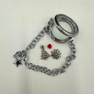 Cookie Lee Silver Charm Bracelet with Christmas Charms